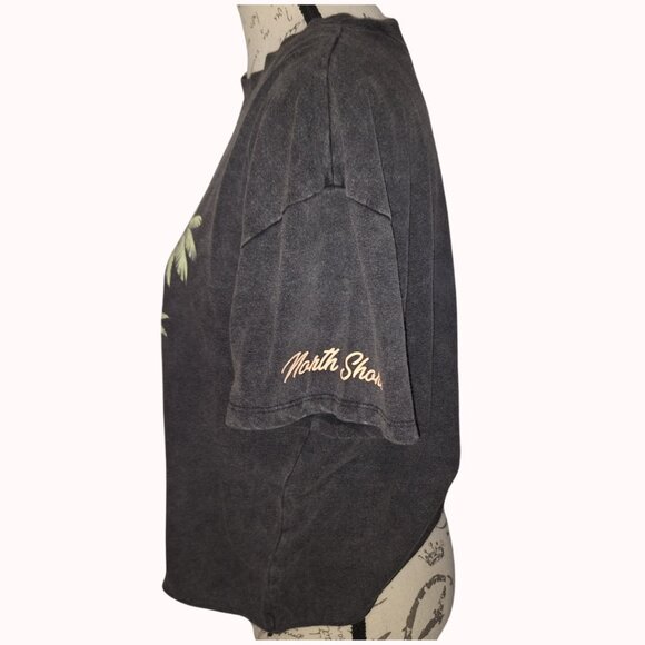 Obsessive Love Womens Graphic Baby Tee Cropped Vintage Fade Wash North Shore 70s - Picture 3 of 6